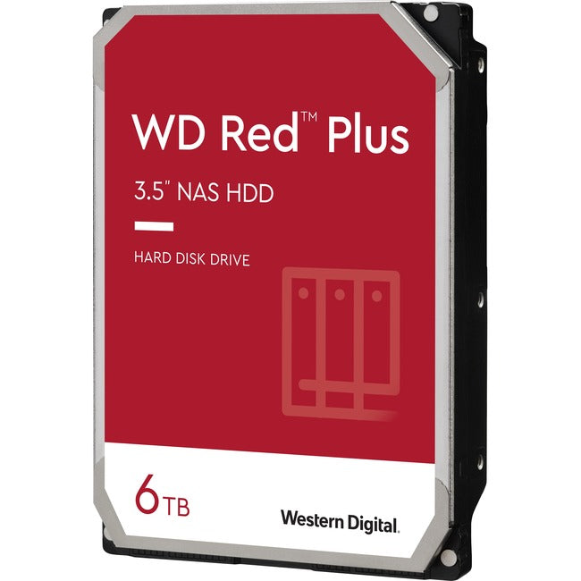 Disque dur WD Red Plus WD60EFZX 6 To - 3,5" interne - SATA (SATA/600) - Méthode d'enregistrement magnétique conventionnel (CMR) WD60EFZX