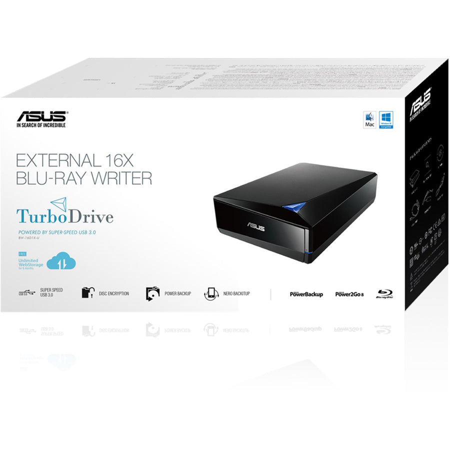 Asus Turbo Drive BW-16D1X-U Blu-ray Writer - Black BW-16D1X-U