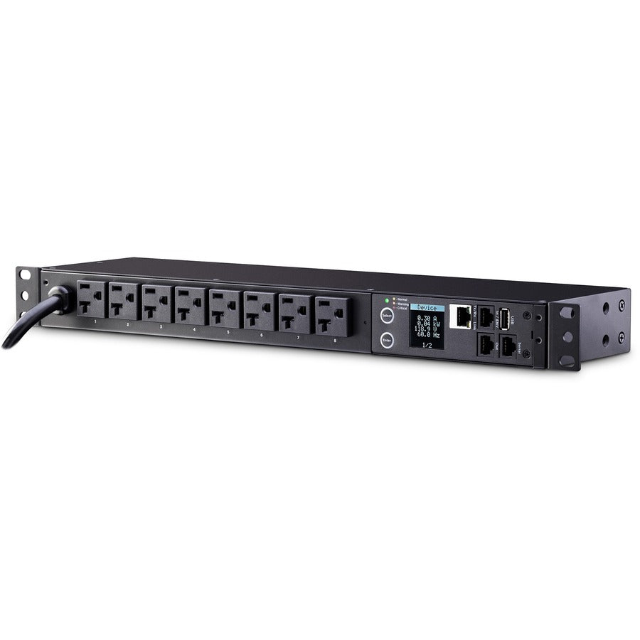 CyberPower PDU31002 Monitored PDU, 100-120V, 20A, 8 NEMA 5-20R Outlets, 1U Rackmount PDU31002