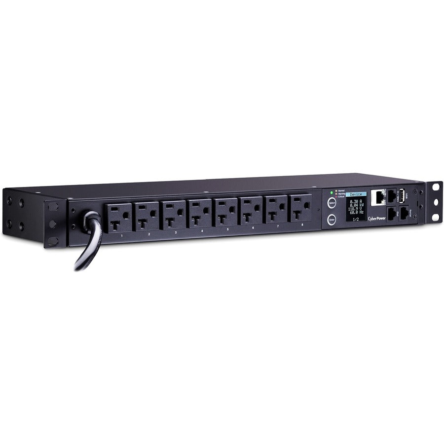 CyberPower PDU31002 PDU surveillé, 100-120 V, 20 A, 8 prises NEMA 5-20R, montage en rack 1U PDU31002