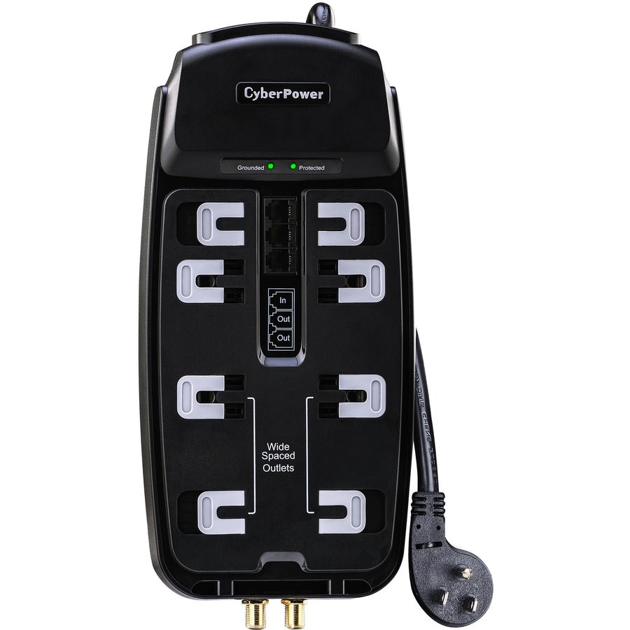 CyberPower CSHT808TC Home Theater 8-Outlets Surge Suppressor 8FT Cord and AV protection - Plain Brown Boxes CSHT808TC