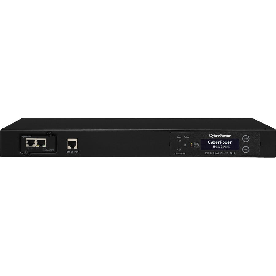 CyberPower PDU20SWHVT10ATNET Switched ATS PDU 200-240V 20A 1U 10-Outlets (2) L6-20P PDU20SWHVT10ATNET