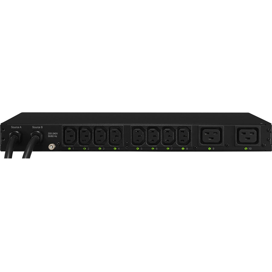 CyberPower PDU20SWHVT10ATNET PDU ATS commuté 200-240 V 20 A 1U 10 prises (2) L6-20P PDU20SWHVT10ATNET