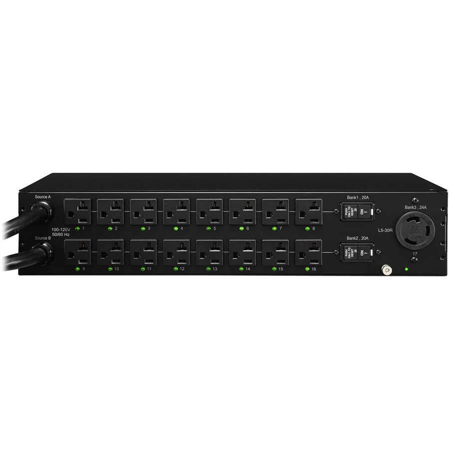 CyberPower PDU30SWT17ATNET Switched ATS PDU 120V 30A 2U 17-Outlets (2) L5-30P PDU30SWT17ATNET