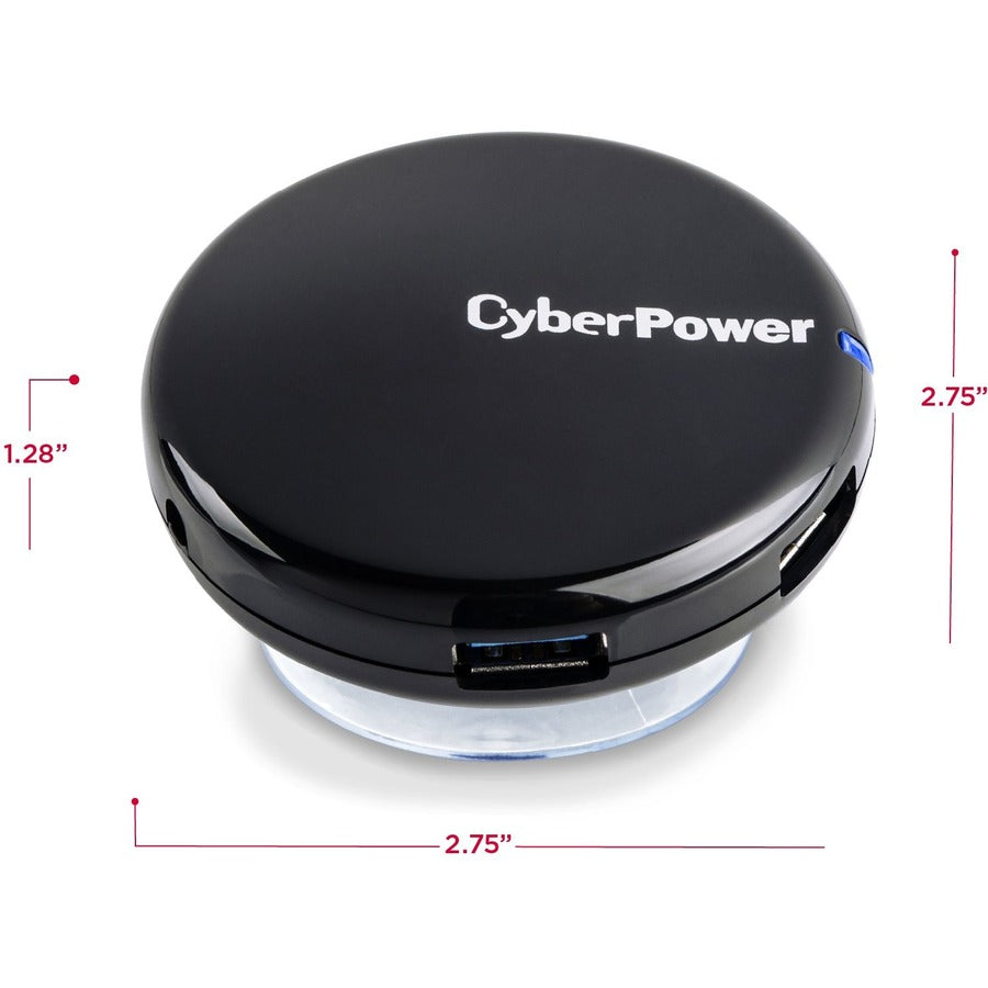 CyberPower CPH430PB USB 3.0 Superspeed Hub with 4 Ports and 3.6A AC Charger - Black CPH430PB