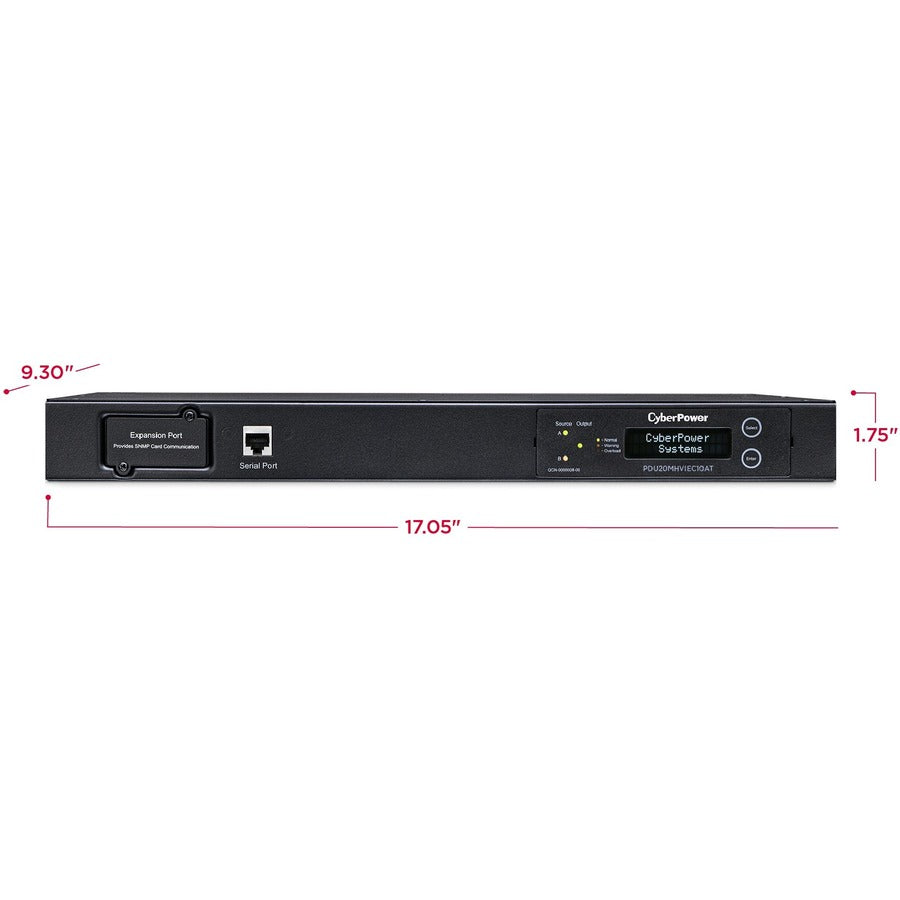 CyberPower PDU20MHVIEC10AT PDU ATS mesuré 200-240 V 20 A 1U 10 prises (2) IEC C20 PDU20MHVIEC10AT