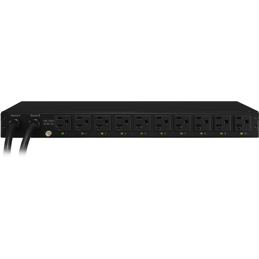 CyberPower PDU20SWT10ATNET PDU ATS commuté 120 V 20 A 1U 10 prises (2) L5-20P PDU20SWT10ATNET