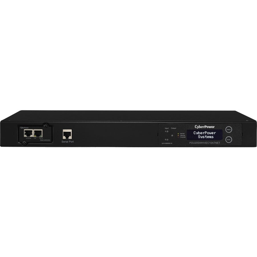 CyberPower PDU20SWHVIEC10ATNET PDU ATS commuté 200-240 V 20 A 1U 10 prises (2) IEC C20 PDU20SWHVIEC10ATNET