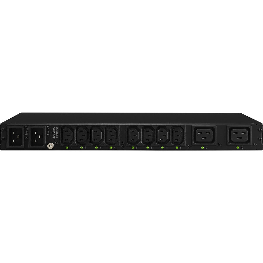 CyberPower PDU20SWHVIEC10ATNET Switched ATS PDU 200-240V 20A 1U 10-Outlets (2) IEC C20 PDU20SWHVIEC10ATNET