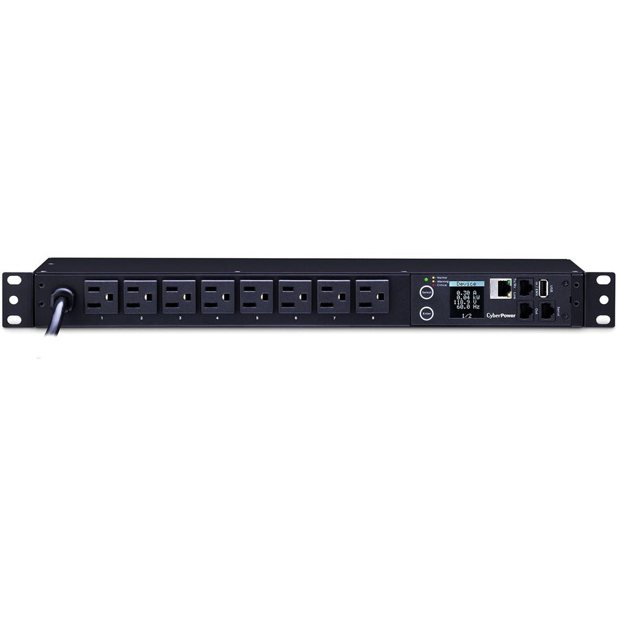 CyberPower PDU31001 PDU surveillé, 100-120 V, 15 A, 8 prises NEMA 5-15R, montage en rack 1U PDU31001