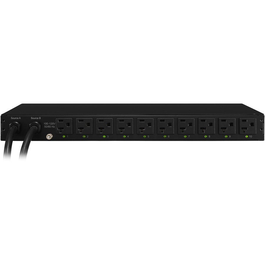 CyberPower PDU20SW10ATNET PDU ATS commuté 120 V 20 A 1U 10 prises (2) 5-20P PDU20SW10ATNET