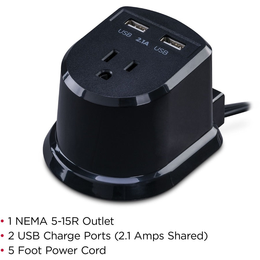 CyberPower CSP105U Dual Power Station 1-Outlet with 2-2.1A USB Charging Ports and 5FT Cord CSP105U