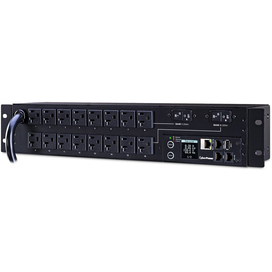 CyberPower PDU31003 PDU surveillé, 100-120 V, 30 A, 16 prises NEMA 5-20R, montage en rack 2U PDU31003