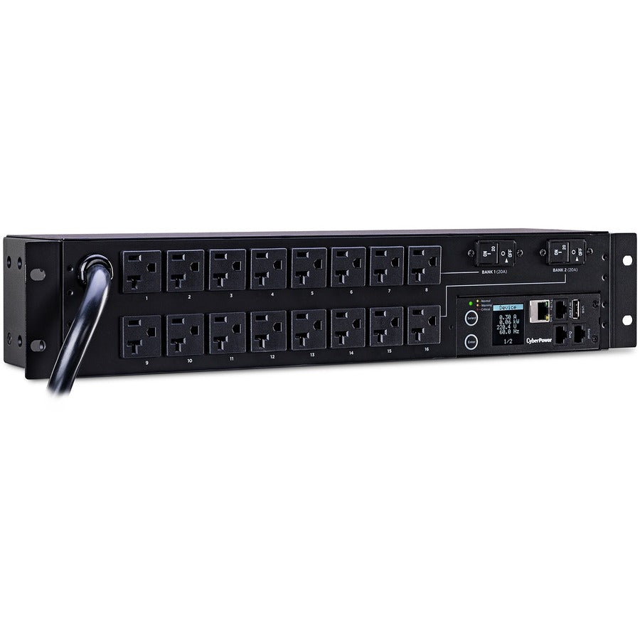 CyberPower PDU31003 Monitored PDU, 100-120V, 30A, 16 NEMA 5-20R Outlets, 2U Rackmount PDU31003