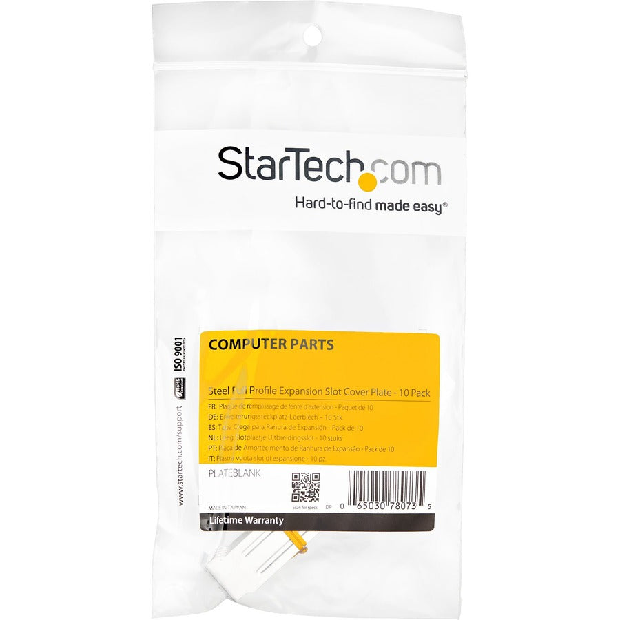 StarTech.com Plaque de couverture pour fente d'extension à profil complet en acier - Paquet de 10 PLATEBLANK