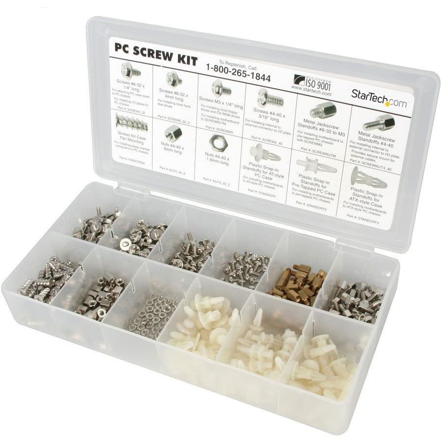 StarTech.com Deluxe Assortiment PC Screw Kit - Écrous à vis et entretoises - Assortiment de 12 vis de boîtier PC courantes - Kit de vis PCSCREWKIT