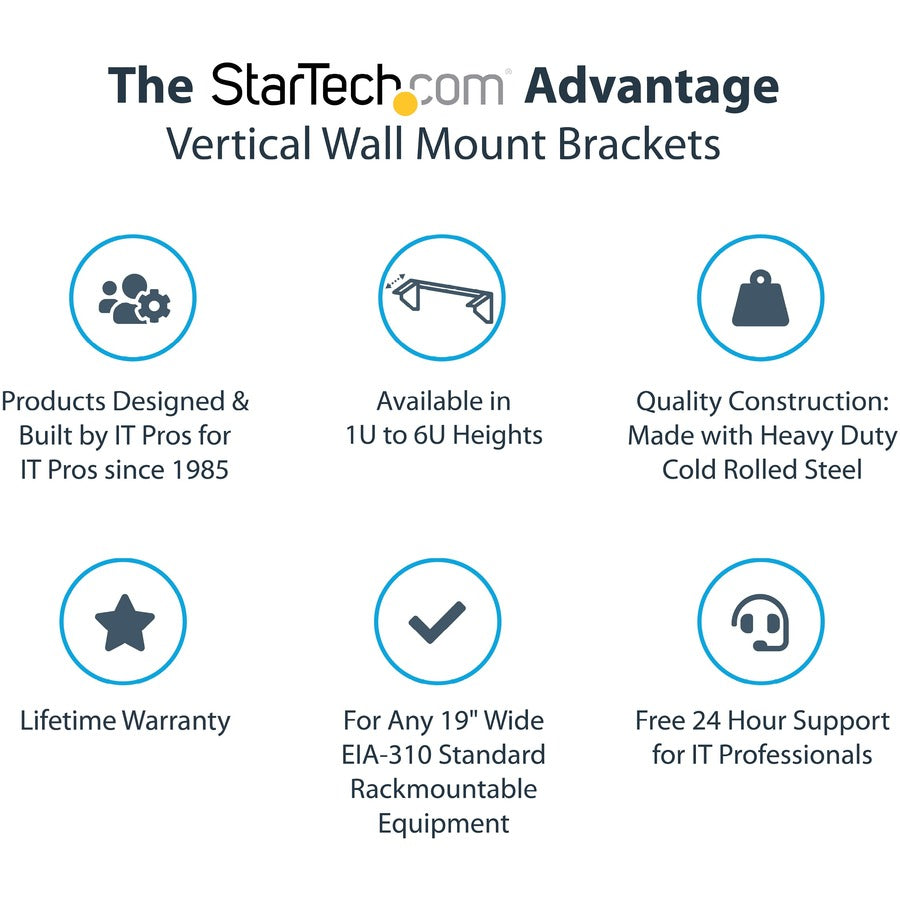 StarTech.com Rack vertical en acier 6U 19 pouces et rack de serveur mural RK619WALLV