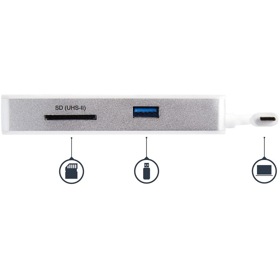 StarTech.com USB C Multiport Adapter - 4K HDMI - SD / SDHC / SDXC Slot (UHS-II) - Power Delivery - GbE - USB 3.0 Port - USB C Adapter - USB C Hub DKT3CHSD4GPD