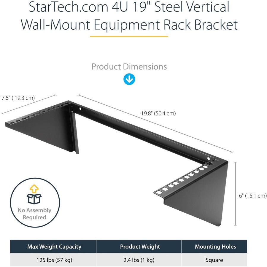 StarTech.com 4U 19in Steel Vertical Wallmount Equipment Rack Bracket RK419WALLV