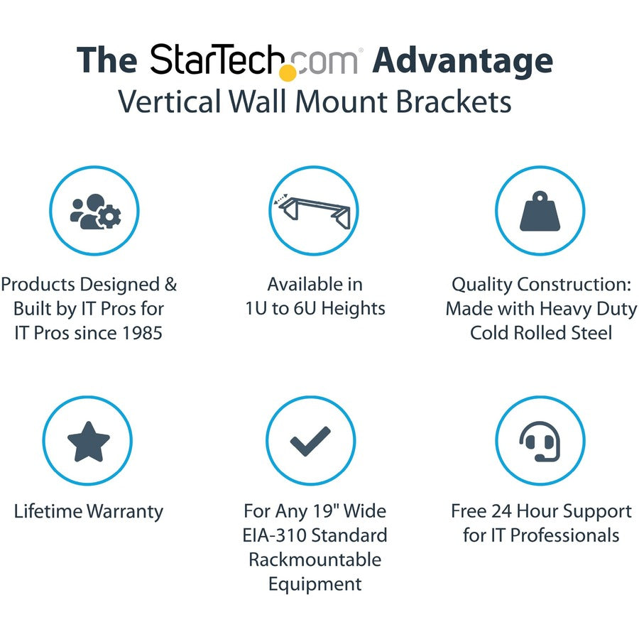 StarTech.com 4U 19in Steel Vertical Wallmount Equipment Rack Bracket RK419WALLV