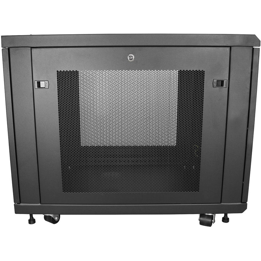 StarTech.com 12U 19" Server Rack Cabinet 4 Post Adjustable Depth 2-30" w/Casters/Cable Management/1U Shelf, Locking Doors and Side Panels RK1233BKM