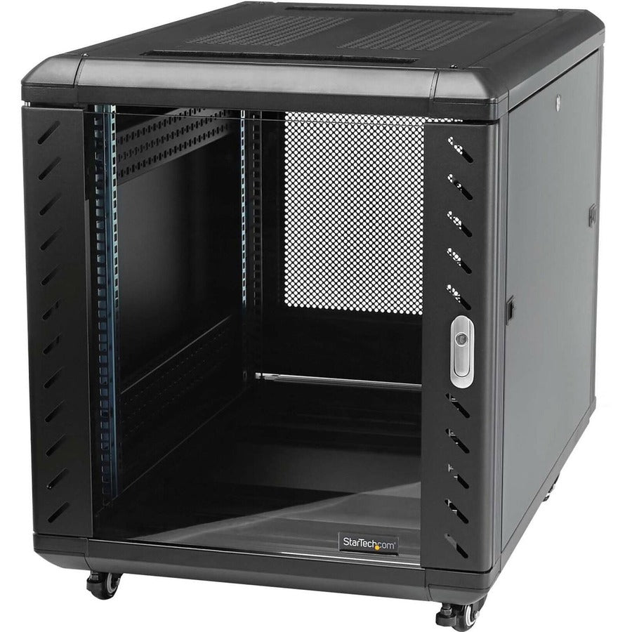 StarTech.com 12U AV Rack Cabinet - Network Rack with Glass Door - 19 inch Computer Cabinet for Server Room or Office (RK1236BKF) RK1236BKF