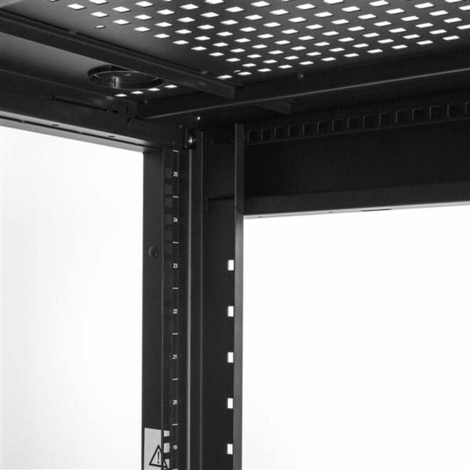 StarTech.com Armoire rack serveur 25U - 4 montants réglables en profondeur 7-35" Boîtier réseau/données/informatique roulant ventilé et verrouillable avec roulettes/gestion des câbles RK2537BKM