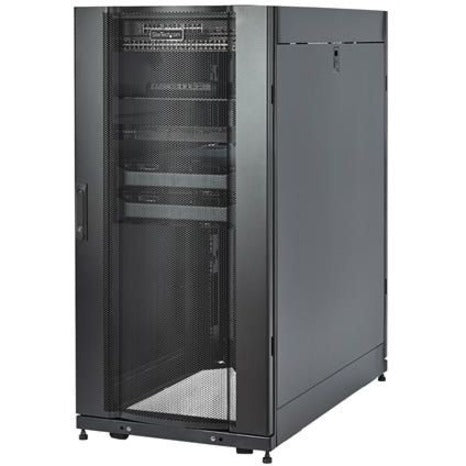 StarTech.com Armoire rack serveur 25U - 4 montants réglables en profondeur 7-35" Boîtier réseau/données/informatique roulant ventilé et verrouillable avec roulettes/gestion des câbles RK2537BKM