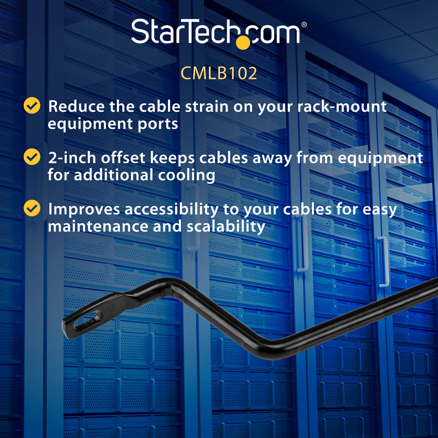 StarTech.com Horizontal Cable Lacing Bars with 2 in. Offset for Racks - Horizontal Cable Manager - 10 Pack CMLB102