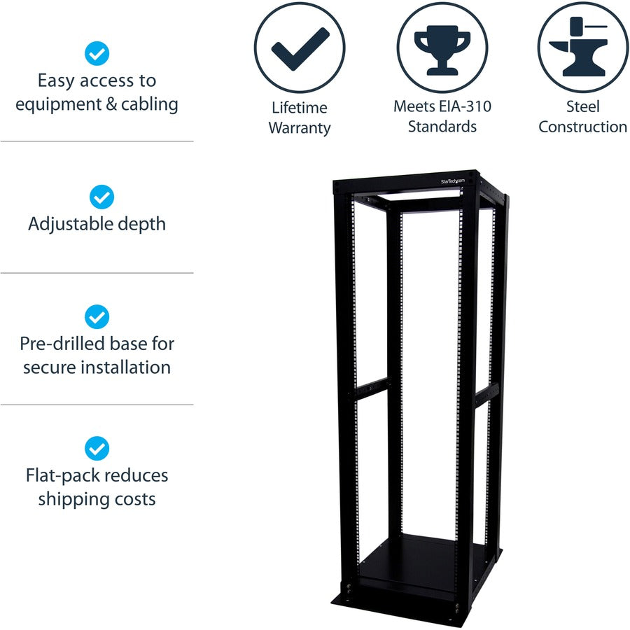 StarTech.com Rack serveur à 4 montants avec cadre ouvert - Armoire rack avec cadre ouvert - 36U (4POSTRACK36) 4POSTRACK36