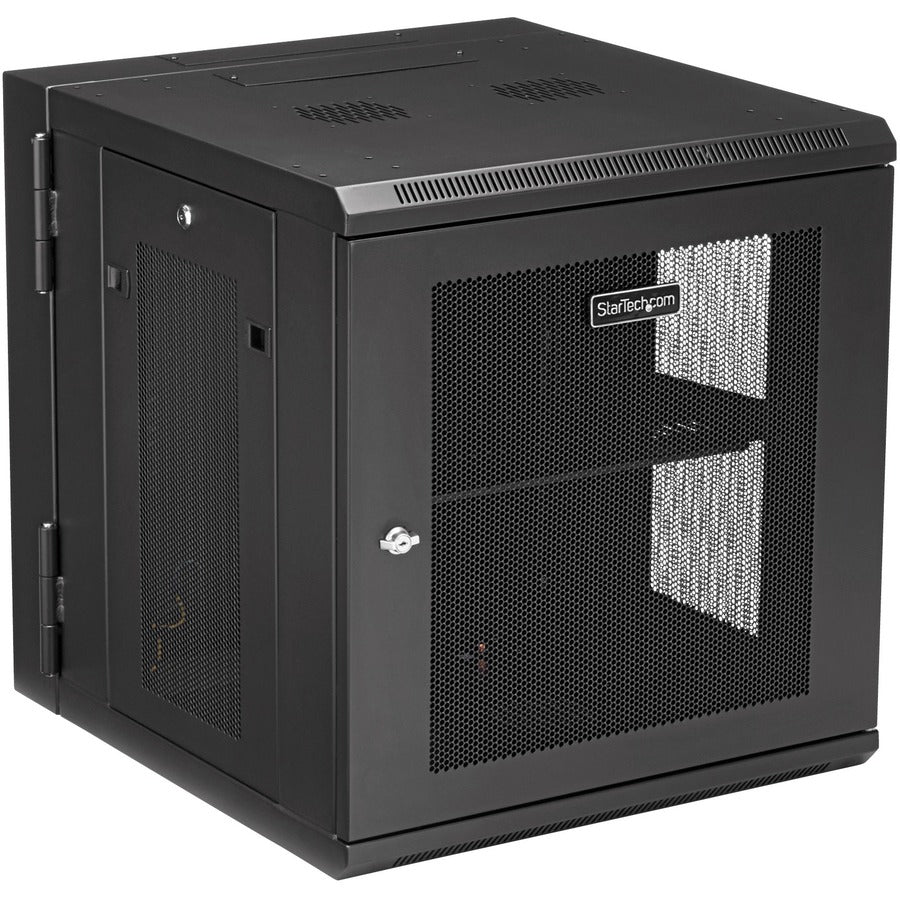 StarTech.com 12U 19" Wall Mount Network Cabinet - 20" Deep Hinged Locking IT Data Enclosure - Flexible Vented Rack w/Shelf - Switch Depth RK1224WALHM