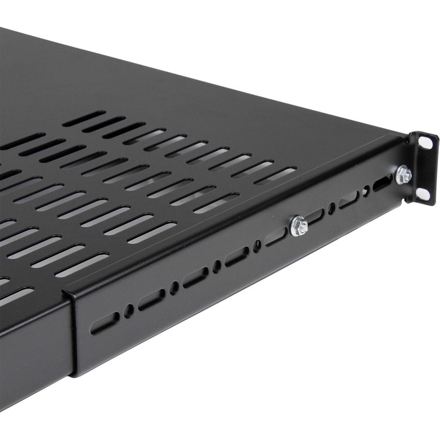 StarTech.com 1U Adjustable Mounting Depth Vented Rack Mount Shelf - Heavy Duty Fixed Rack Shelf - 250lbs / 113kg ADJSHELFHDV