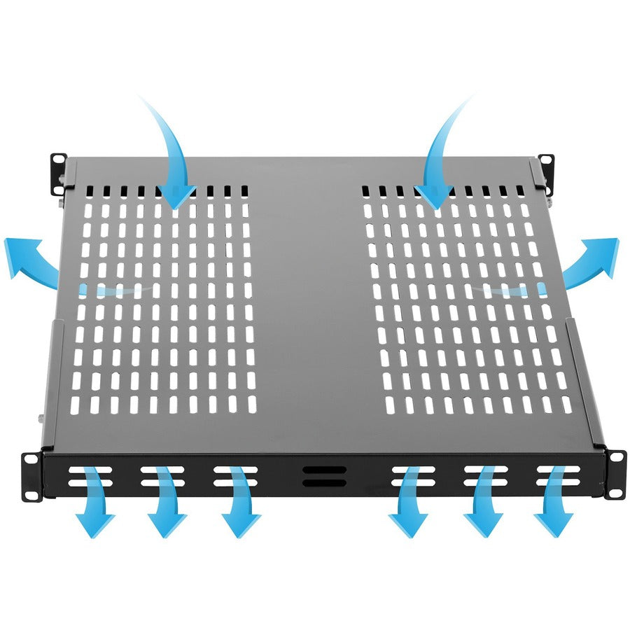 StarTech.com 1U Adjustable Mounting Depth Vented Rack Mount Shelf - Heavy Duty Fixed Rack Shelf - 250lbs / 113kg ADJSHELFHDV