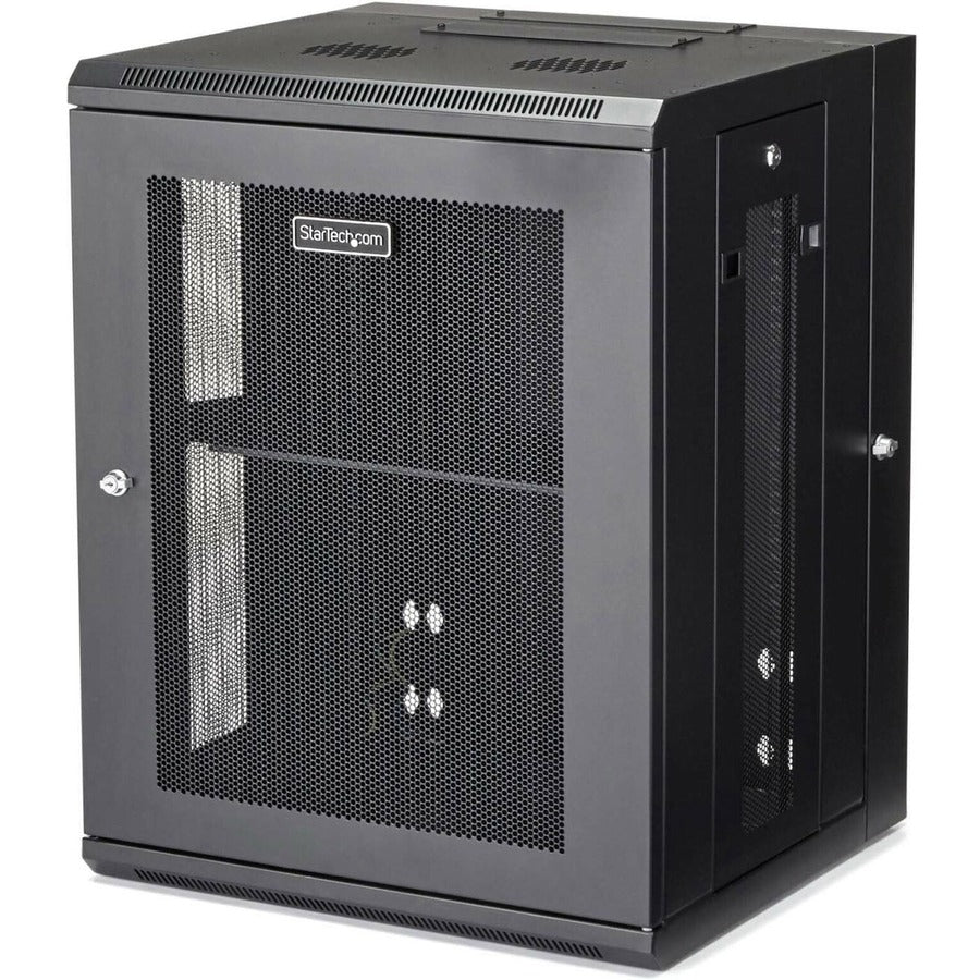 StarTech.com 15U 19" Wall Mount Network Cabinet - 16" Deep Hinged Locking Flexible IT Data Equipment Rack Vented Switch Enclosure w/Shelf RK1520WALHM