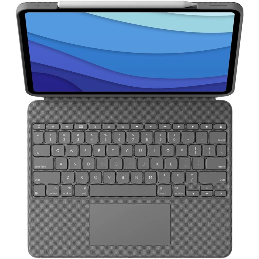 Logitech Combo Touch Keyboard/Cover Case for 11" Apple, Logitech iPad Pro, iPad Pro (2nd Generation), iPad Pro (3rd Generation) Tablet - Oxford Gray 920-010095
