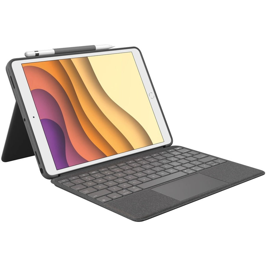 Logitech Combo Touch Keyboard/Cover Case for 10.2" Apple, Logitech iPad (7th Generation) Tablet - Graphite 920-009608