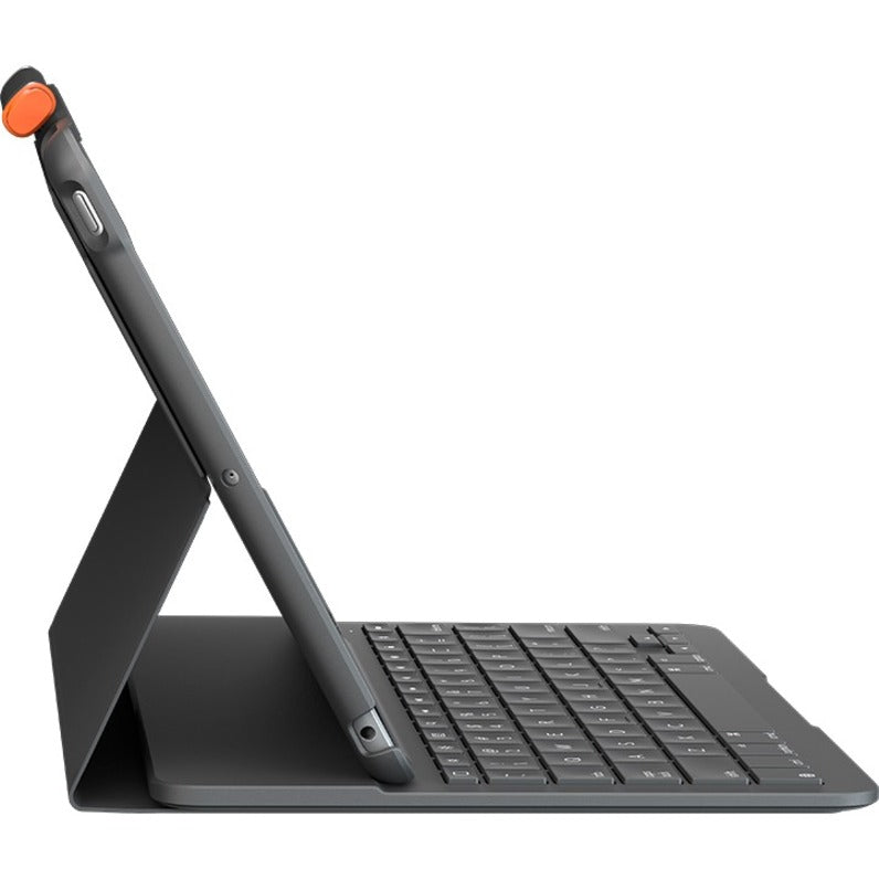 Logitech Slim Folio Keyboard/Cover Case Apple, Logitech iPad (7th Generation) Tablet - Graphite 920-009473