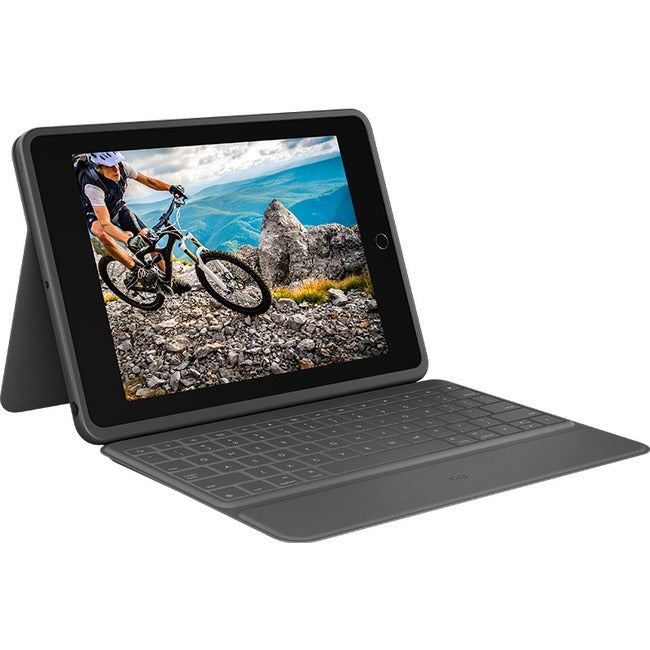 Logitech Rugged Folio Keyboard/Cover Case (Folio) Apple, Logitech iPad (7th Generation) Tablet - Graphite 920-009312