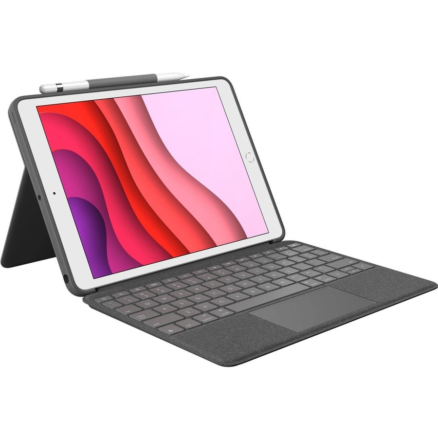 Logitech Combo Touch Keyboard/Cover Case for 12.9" Apple, Logitech iPad Pro (5th Generation) Tablet - Oxford Gray 920-010097