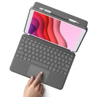 Logitech Combo Touch Keyboard/Cover Case for 12.9" Apple, Logitech iPad Pro (5th Generation) Tablet - Oxford Gray 920-010097