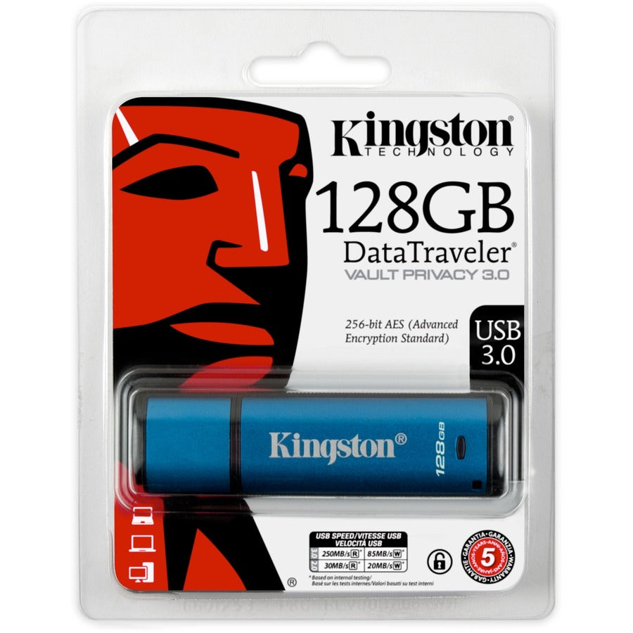 Kingston DataTraveler Vault Privacy 3.0 128GB USB 3.0 Flash Drive DTVP30/128GB