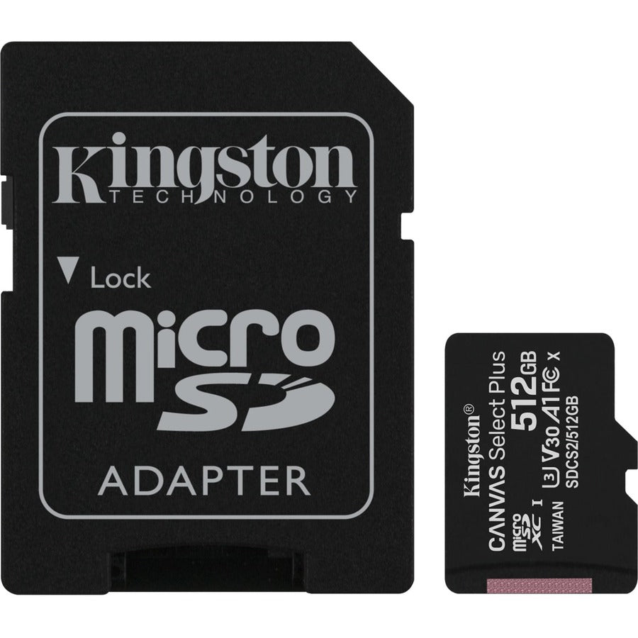 Kingston Canvas Select Plus 512 GB Class 10/UHS-I (U3) microSDXC - 1 Pack SDCS2/512GB