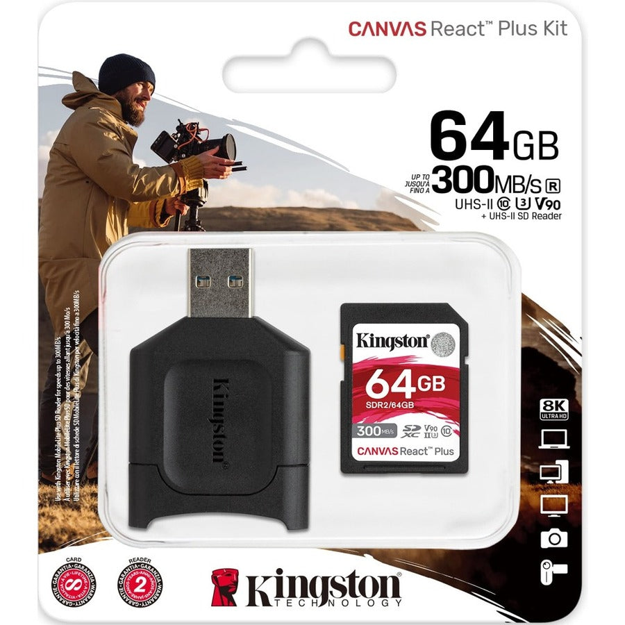 Kingston Canvas React Plus 64 GB Class 10/UHS-II (U3) SDXC MLPR2/64GB