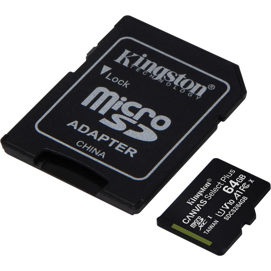 Kingston Canvas Select Plus 64 GB Class 10/UHS-I (U1) V10 microSDXC - 1 Pack SDCS2/64GBCR