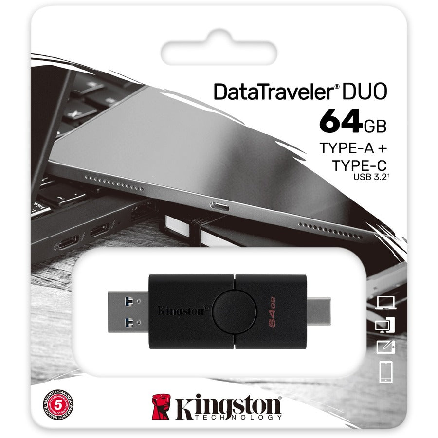 Clé USB Kingston DataTraveler Duo avec connecteur USB-A et USB-C DTDE/64 Go