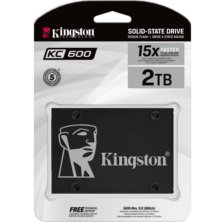 Disque SSD Kingston KC600 2 To - 2,5" interne - SATA (SATA/600) - Support 3,5" SKC600/2048G