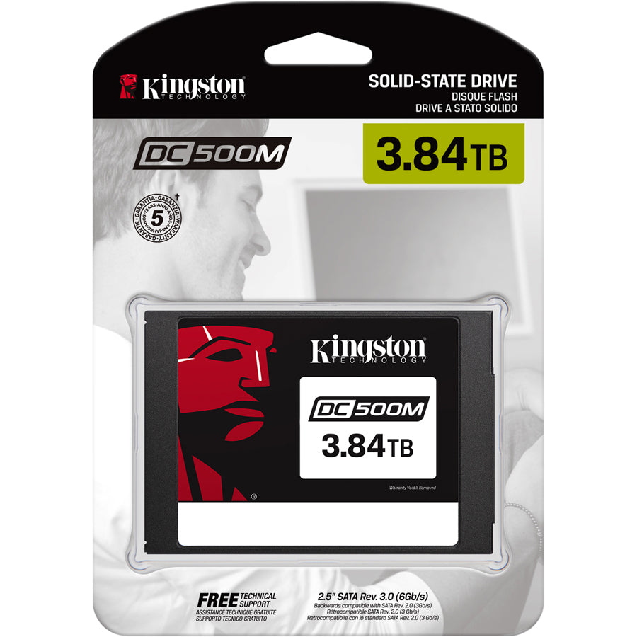 Disque SSD Kingston DC500 DC500M 3,84 To - 2,5" Interne - SATA (SATA/600) - Usage Mixte SEDC500M/3840G