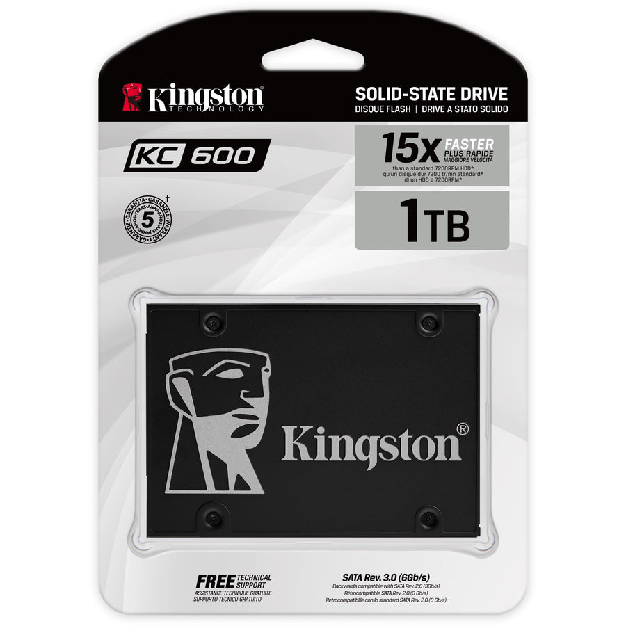 Kingston KC600 1 TB Solid State Drive - 2.5" Internal - SATA (SATA/600) - 3.5" Carrier SKC600B-1024G