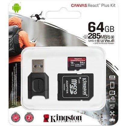 Kingston Canvas React Plus 64 GB Class 10/UHS-II (U3) microSDXC MLPMR2/64GB