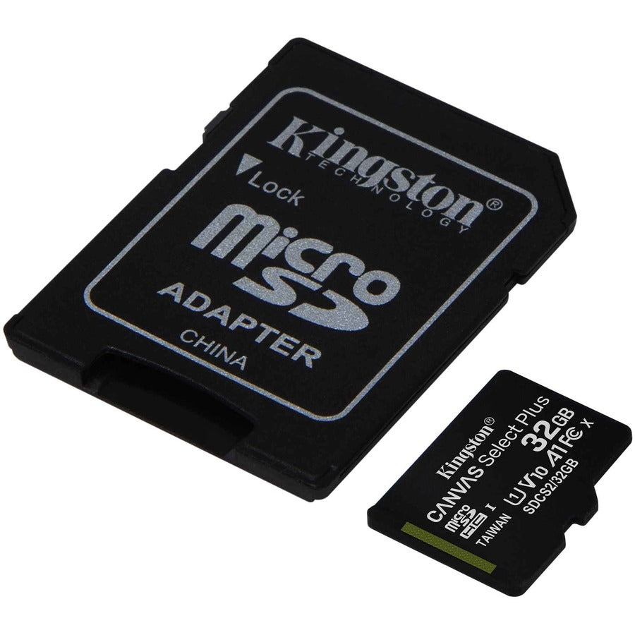 MicroSDHC Kingston Canvas Select Plus 32 Go Classe 10/UHS-I (U1) - 1 paquet SDCS2/32 Go